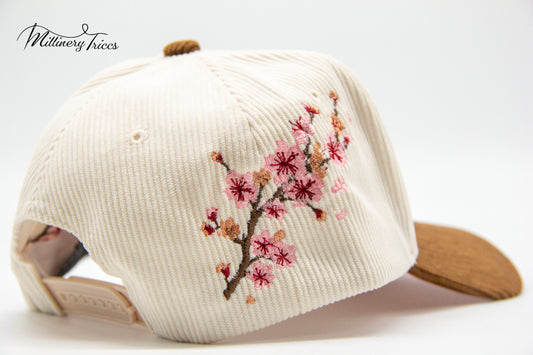 Cream Cord LA Cherry Blossom Hat