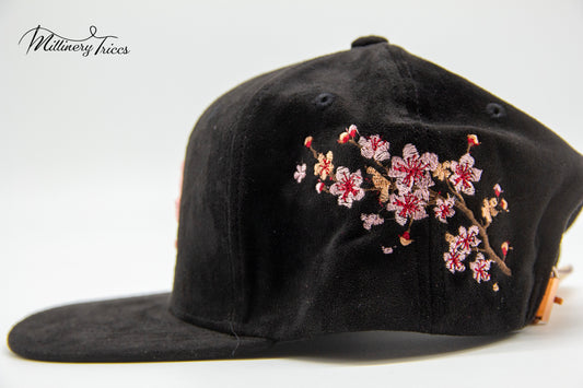 Black Suede LA Cherry Blossom Hat