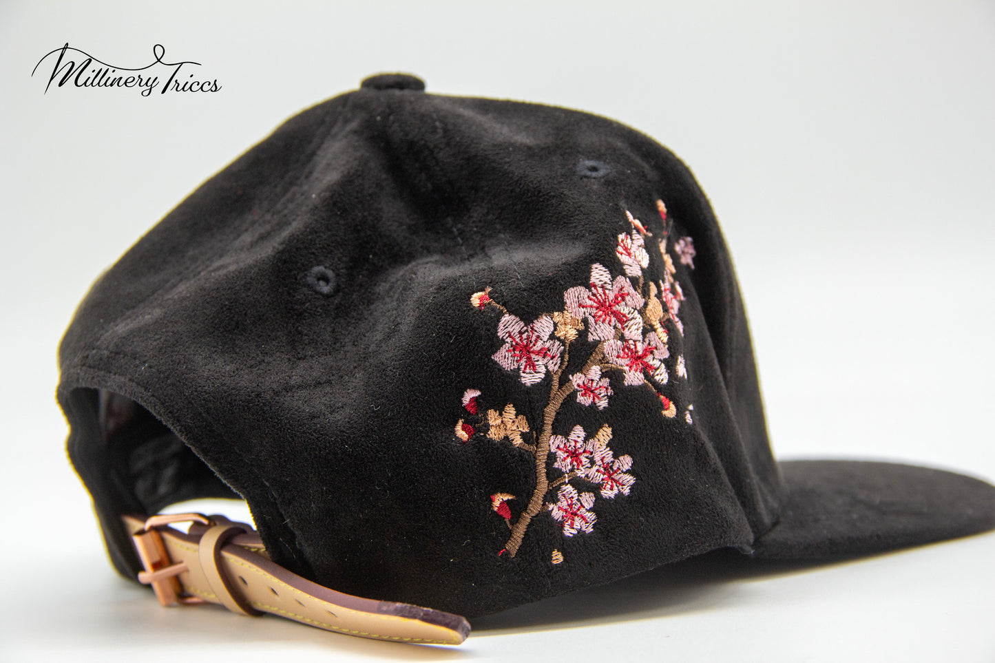 Black Suede LA Cherry Blossom Hat