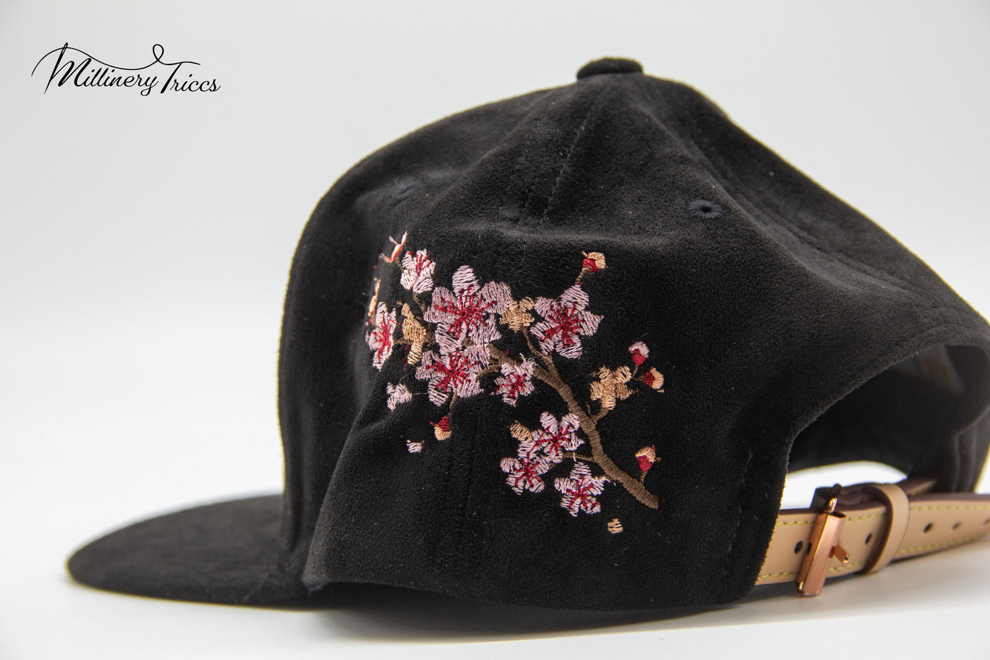 Black Suede LA Cherry Blossom Hat