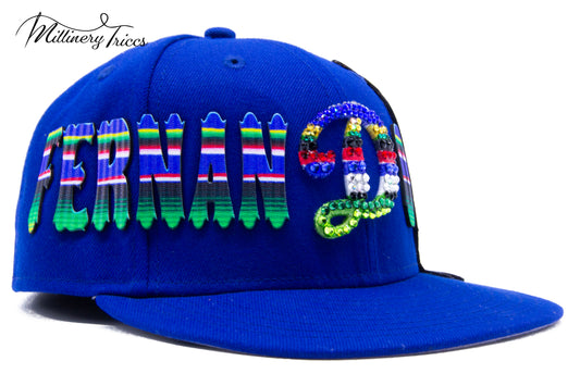 El Torro Mexican Blanket Blue D Fitted Hat