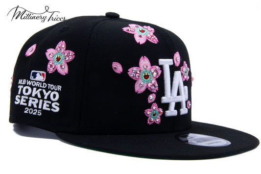 MK Flowers Black LA Snapback Hat