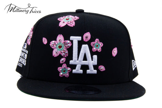 MK Flowers Black LA Snapback Hat